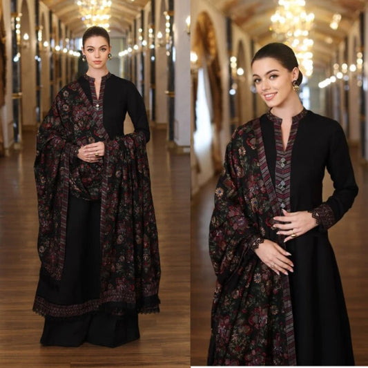 3PCS Dhanak- Embroidered Shirt with Dhanak Embroidered Shawl Winter Collection ULM-189
