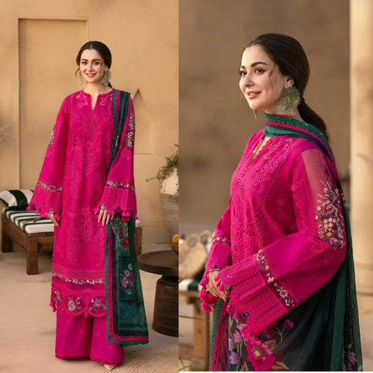 3PCS Dhanak- Embroidered Shirt with Digital Printed Wool Shawl Winter Collection BULM-3408