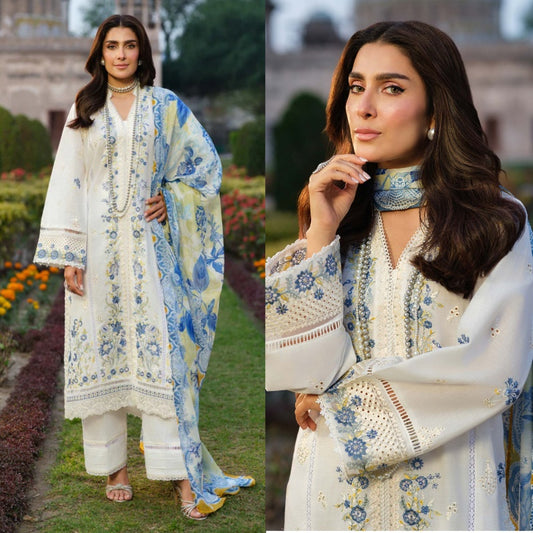 3PCS Dhanak- Embroidered Shirt with Digital Printed Wool Shawl Winter Collection ULM -3347