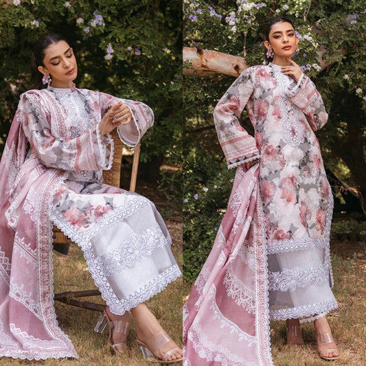 3PCS Lawn Printed Shirt With Digital Printed Dupatta Lawn Collection ULM-1623