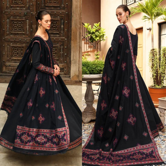 3PCS Bareeze Dhanak Embroidered With Dhanak Shawl Embroidered Winter Collection ULM-132