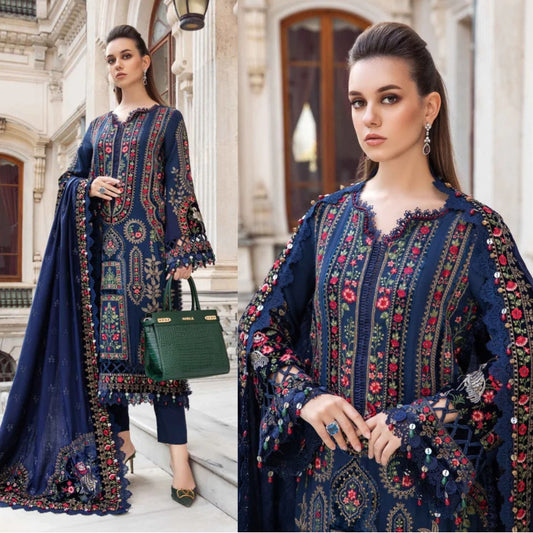 3PCS Dhanak Embroidered Shirt with Dhanak Embroidered Dupatta Winter Collection ULM-3384