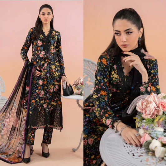 A+ 3PCS Karandi-Embroidered Shirt with Karandi Printed Dupatta Winter Collection ULM -3434