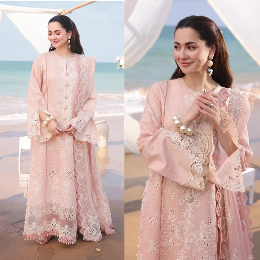 3PCS Dhanak-Embroidered Shirt with Organza Embroidered Dupatta Winter Collection ULM- 3334