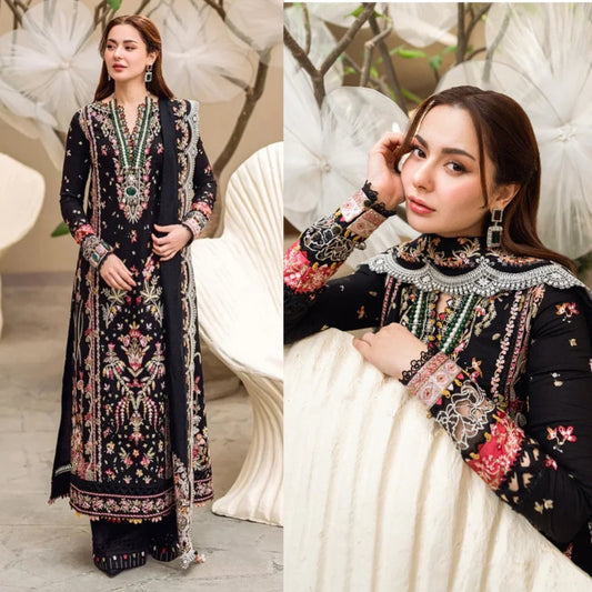 3PCS Dhanak- Embroidered Shirt with Organza Embroidered Dupatta Winter Collection ULM-3262