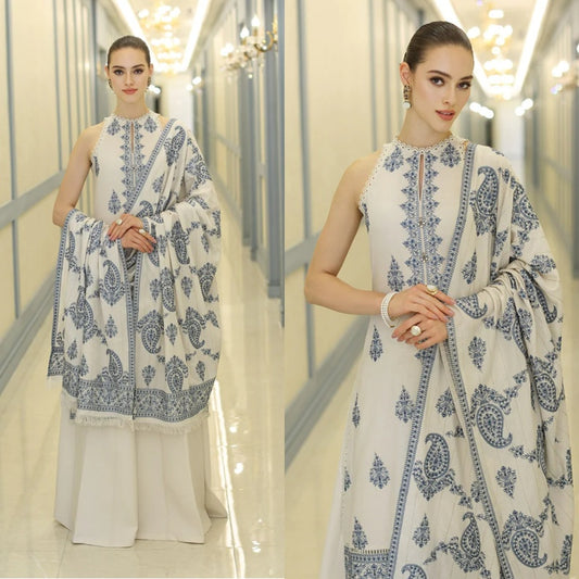 3PCS Bareeze Dhanak Embroidered With Dhanak Shawl Embroidered Winter Collection ULM-101