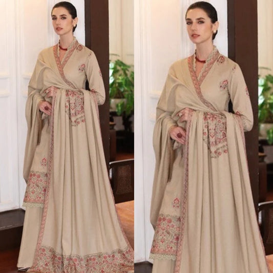 3PCS Bareeze Dhanak  Embroidered With Dhanak Shawl Embroidered Winter Collection ULM-108