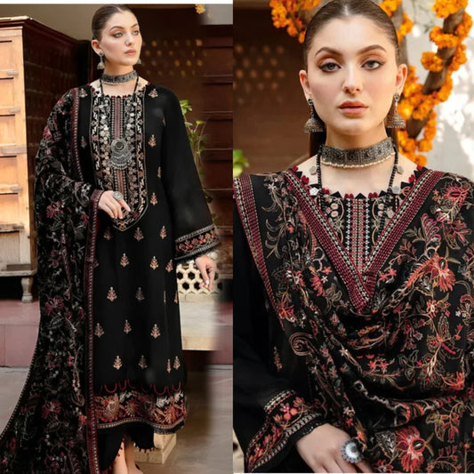 3PCS Bareeze Dhanak With Full Embroidered Shawl Winter Collection ULM-1296