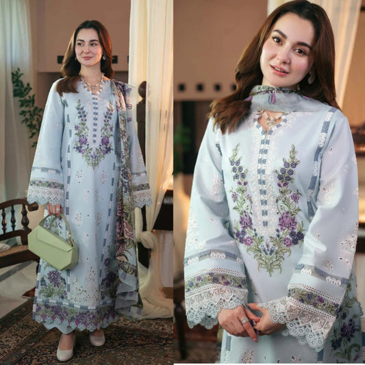 3PCS Dhanak- Embroidered Shirt with Digital Printed Wool Shawl Winter Collection ULM-3313