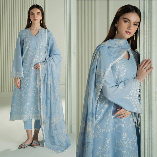 3PCS Dhanak-Embroidered Shirt with Digital Printed Wool Shawl Winter Collection ULM-3301
