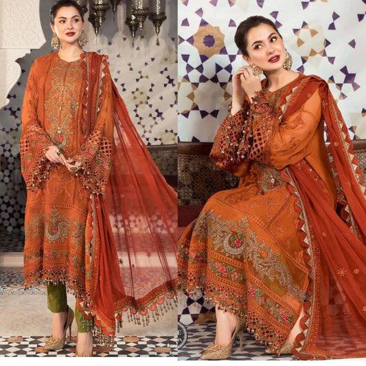 3PCS Dhanak Embroidered Shirt with Chiffon Embroidered Dupatta Winter Collection ULM-411