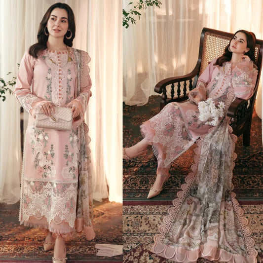 3PCS Dhanak- Embroidered Shirt with Digital Printed Wool Shawl Winter Collection ULM -3402