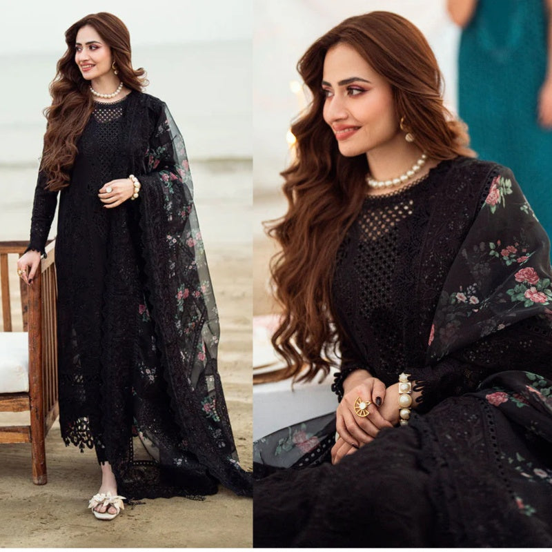 A+ Dhanak-3PC Embroidered Shirt with Organza Digital Printed Embroidered Dupatta- 33603PCS Dhanak-Embroidered Shirt with Organza Digital Printed Dupatta Winter Collection ULM- 3309
