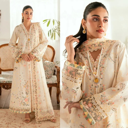 3PCS Dhanak-Embroidered Shirt with Organza Embroidered Dupatta Winter Collection ULM- 3368