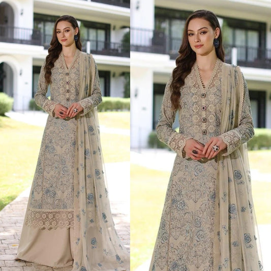 3PCS Dhanak- Embroidered Shirt with Chiffon Embroidered Dupatta Winter Collection ULM-238