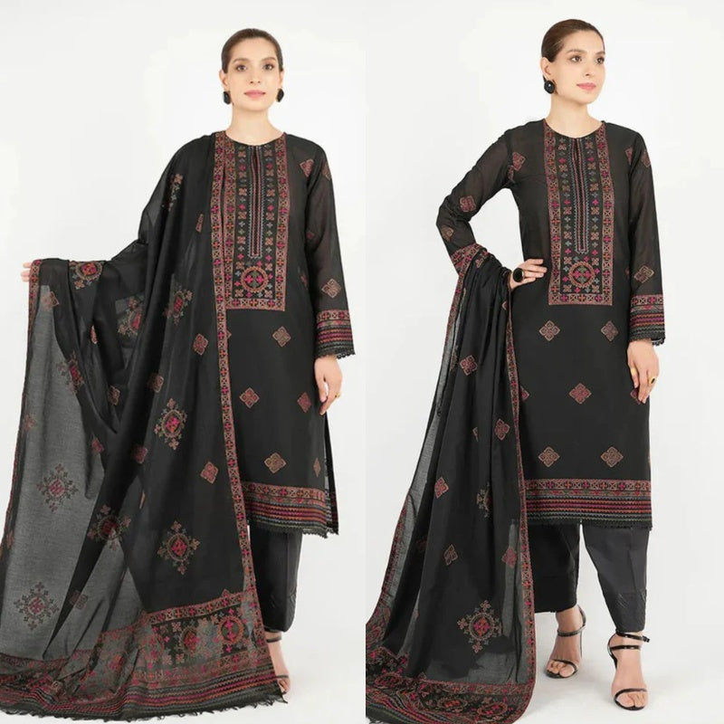A+ 3PCS Dhanak- Embroidered Shirt with Dhanak Embroidered Dupatta Winter Collection ULM-3383