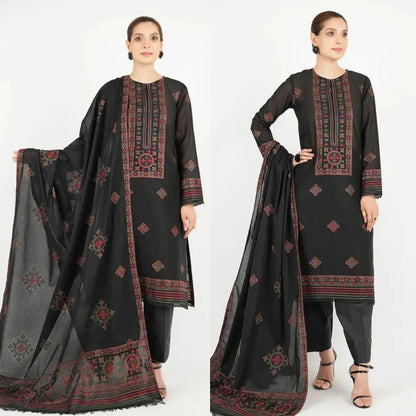 A+ 3PCS Dhanak- Embroidered Shirt with Dhanak Embroidered Dupatta Winter Collection ULM-3383