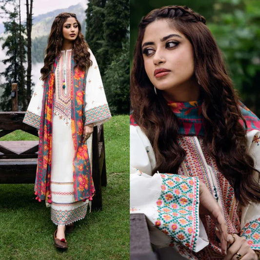 3PCS Sapphire Embroidered Lawn Collection BULM- SP-13