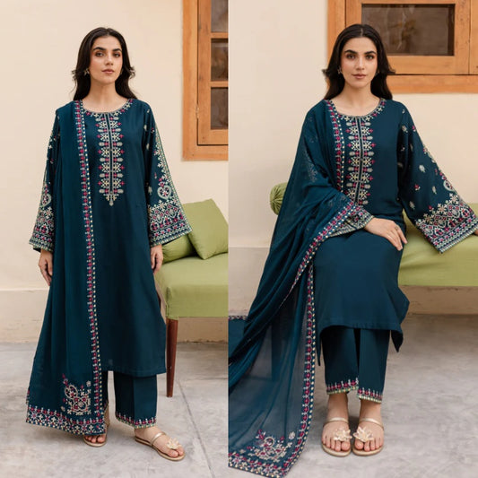 3PCS Sapphire Embroidered Lawn Collection BULM- SP-29