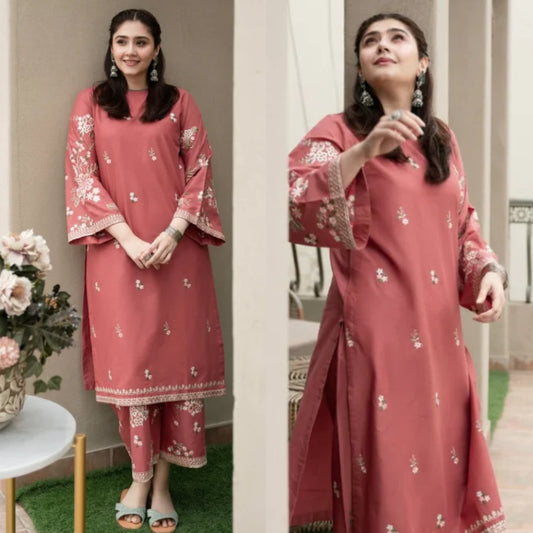 2PCS URGE DHANAK EMBROIDERED SHIRT AND TROUSER Winter Collection ULM-661
