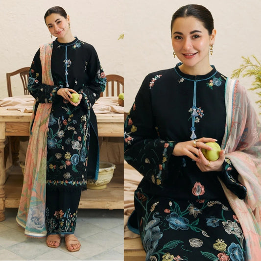 3PCS  Embroidered Shirt with Digital Printed Jacquard Dupatta Lawn Collection ULM-1172