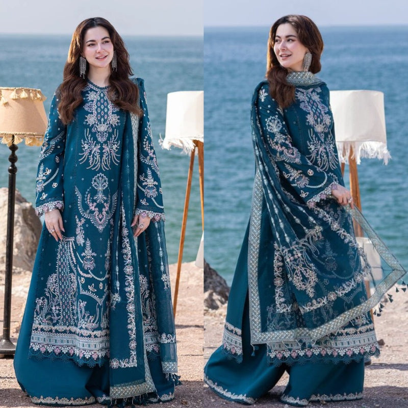 3PCS Embroidered Shirt with Organza Embroidered Dupatta Lawn Collection ULM-1413