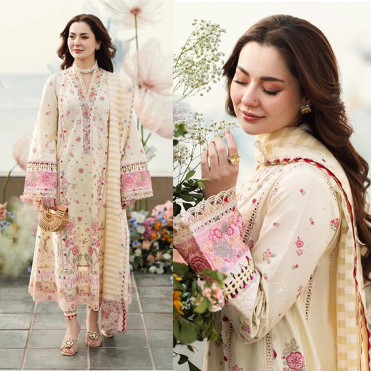 3PCS Embroidered Shirt with Organza Embroidered Dupatta Lawn Collection ULM-1273