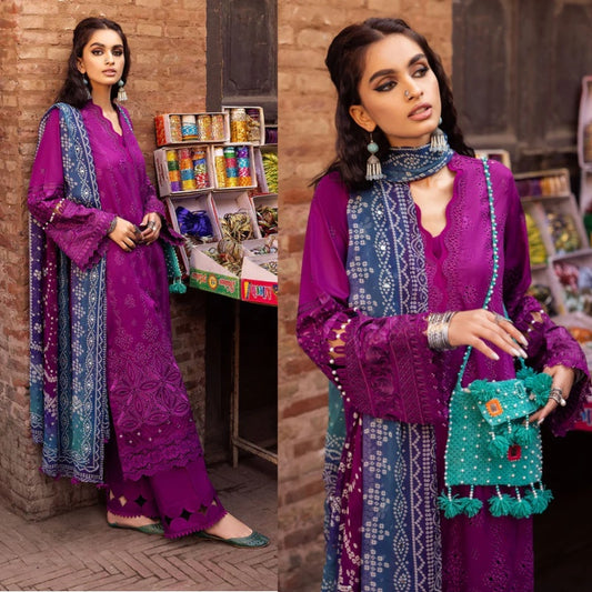 3PCS Embroidered Shirt with Digital Printed Jacquard DupattaLawn Collection ULM-1205