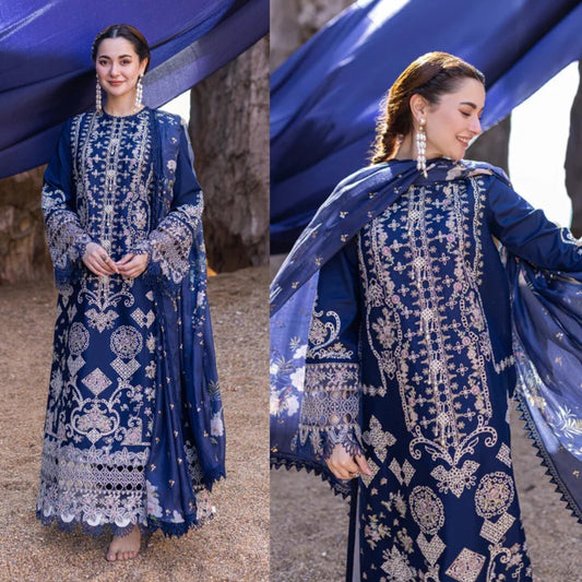 3PCS Embroidered Shirt with Digital Printed Jacquard Dupatta Lawn Collection ULM-1411