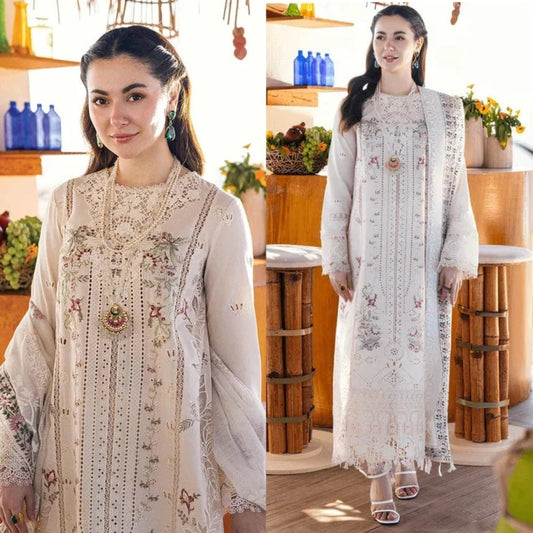 3PCS Qalamkaar Chikenkari Embroidered lawn Collection QL-1023