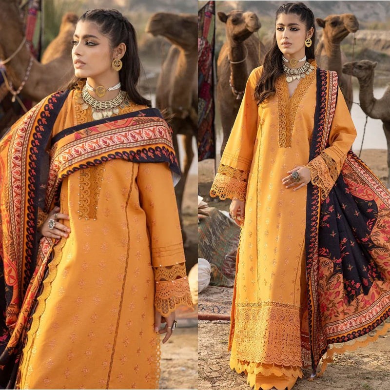 A+ 3PCS Embroidered Shirt With Printed Dupatta Lawn Collection ULM-332