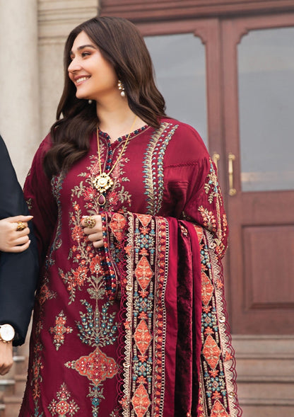 Dhanak-3PC Embroidered Shirt with Digital Printed Wool Shawl - 6164