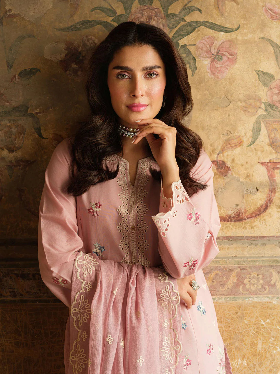 A+ 3PCS Dhanak-Embroidered Shirt with Chiffon Embroidered Dupatta Winter Collection ULM-3323