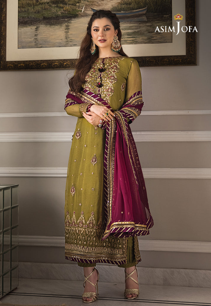 Dhanak-3PC Embroidered Shirt with Chiffon Embroidered Dupatta - 6427