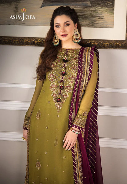 Dhanak-3PC Embroidered Shirt with Chiffon Embroidered Dupatta - 6427