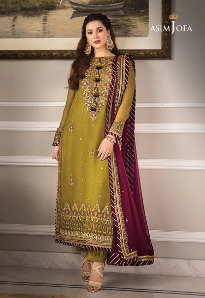 Dhanak-3PC Embroidered Shirt with Chiffon Embroidered Dupatta - 6427