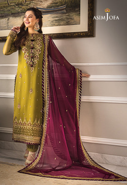 Dhanak-3PC Embroidered Shirt with Chiffon Embroidered Dupatta - 6427
