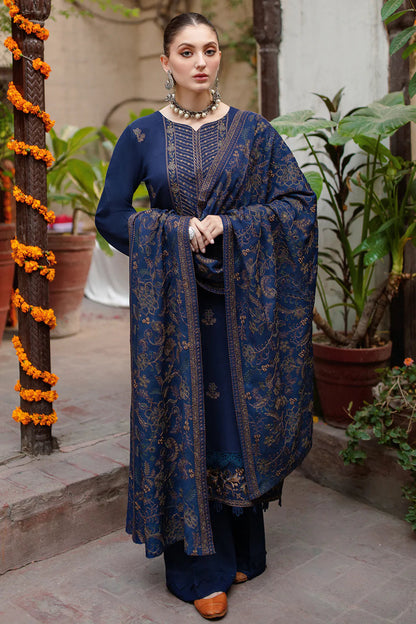 Dhanak-3PC Embroidered Shirt with Dhanak Embroidered Shawl - 1263