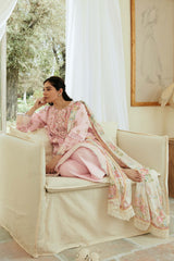 Dhanak-3PC Embroidered Shirt with Digital Printed Shawl-3193