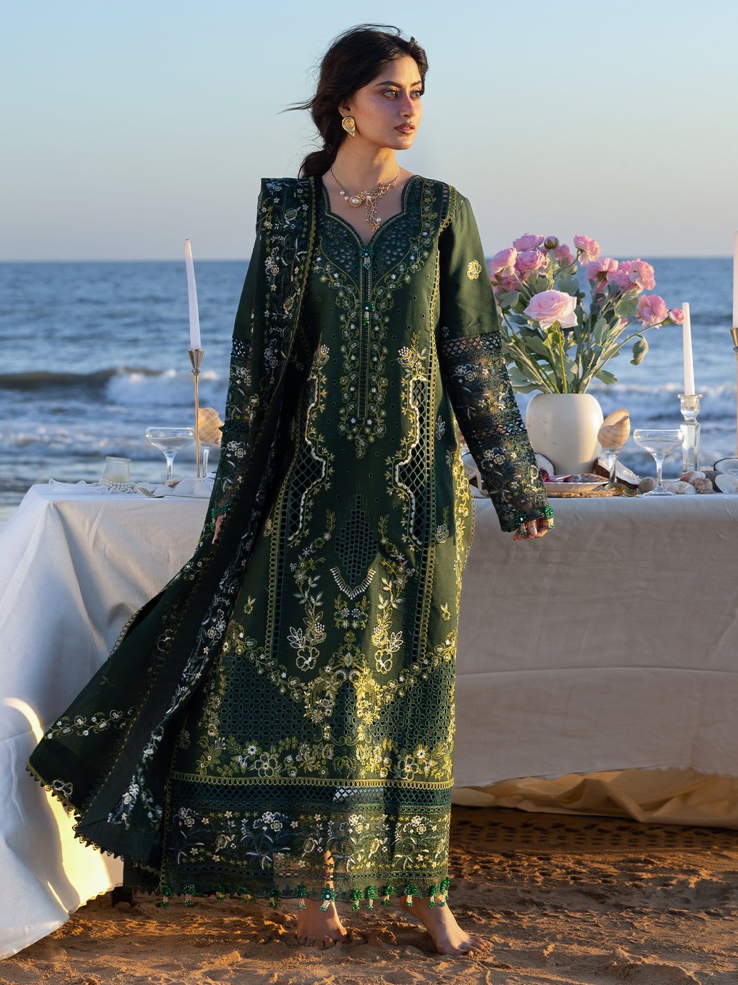 Lawn-3PC Chikankari Embroidered Shirt With Chiffon Embroidered Dupatta-5377