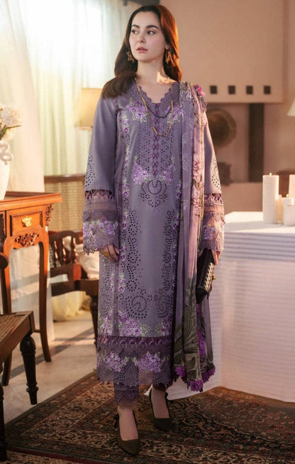 Dhanak-3PC Embroidered Shirt with Digital Printed Wool Shawl - 3306