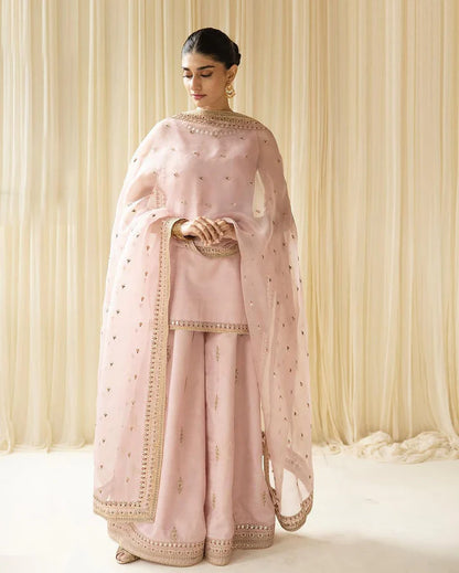 A+ 3PCS Dhanak Embroidered Shirt with Organza Sequins Embroidered Dupatta Winter Collection ULM- 3342