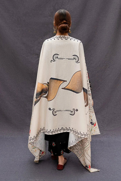 Dhanak-3PC Embroidered Shirt with Digital Printed Wool Shawl - 167