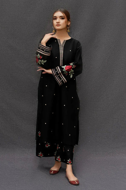 Dhanak-3PC Embroidered Shirt with Digital Printed Wool Shawl - 167