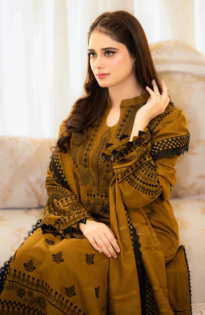 A+ 3PCS Dhanak-Embroidered Shirt with Dhanak Embroidered Dupatta Winter Collection BULM-3398