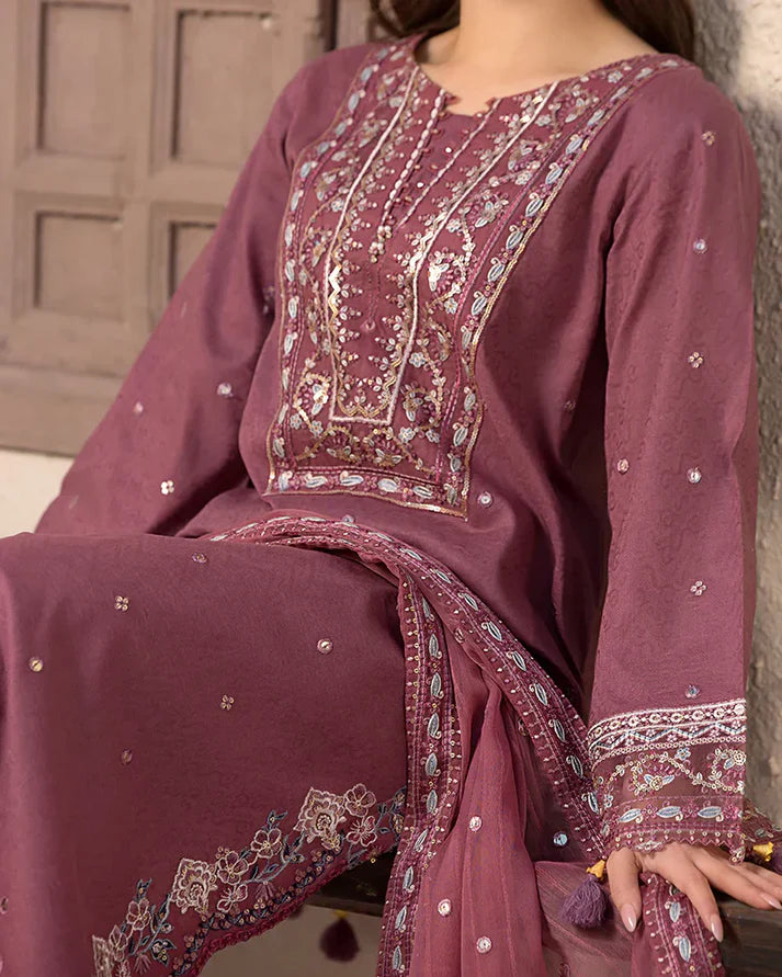 3PCS Lawn- Embroidered Shirt with Organza Embroidered Dupatta Lawn Collection ULM- 1321