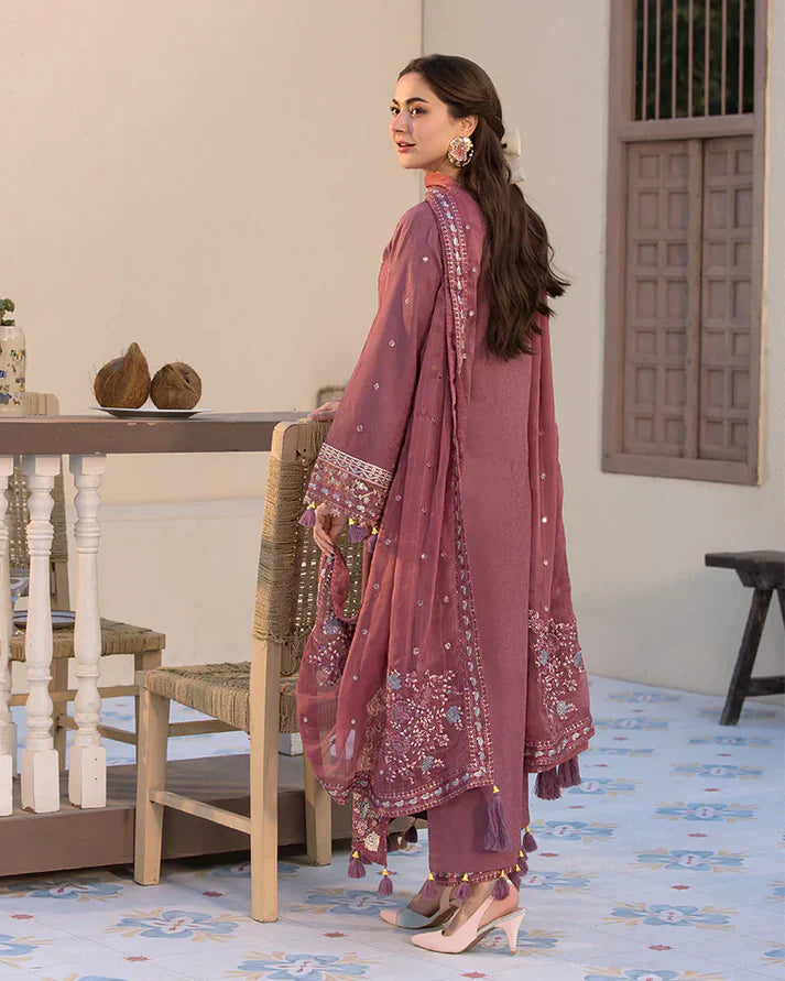 3PCS Lawn- Embroidered Shirt with Organza Embroidered Dupatta Lawn Collection ULM- 1321