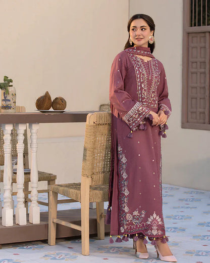3PCS Lawn- Embroidered Shirt with Organza Embroidered Dupatta Lawn Collection ULM- 1321