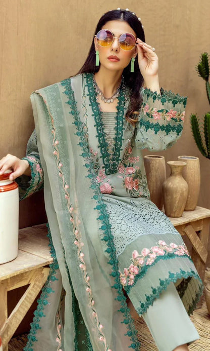 3PCS Dhanak-Embroidered Shirt with Organza Embroidered Dupatta Winter Collection ULM- 3292
