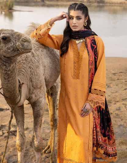 A+ 3PCS Embroidered Shirt With Printed Dupatta Lawn Collection ULM-332